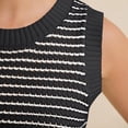 thumbnail image 6 of Women's Striped Knit Sweater Vest Crew Neck Sleeveless Side Split Loose Fit Casual Layering Spring Fall Office Daily Tops 2026, M, 6 of 7