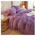 thumbnail image 3 of TiaGOC Fluffy Purple Comforter Cover Set Queen，Plush Purple Bedding Sets Queen 3 Pieces(1 Fluffy Duvet Cover +2 Shaggy Pillowcases) Faux Fur Purple Bed Set, (Purple, Queen), 3 of 9