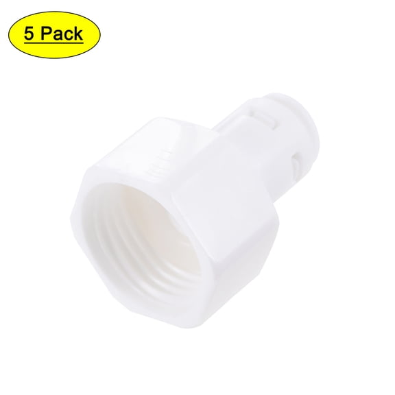 Uxcell G1/2 Female Thread to 1/4" Tube Straight Connect Fittings Quick Connector White 5 Pack