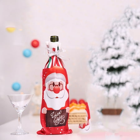 

Qepwscx Christmas Decorations for Home Vintage Christmas Ornaments Creative New Christmas Decoration Festival Supplies Print Wine Bottle Bag Red Wine Champagne Wine Bottle Ba