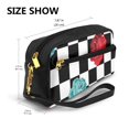 thumbnail image 3 of YFYANG Leather Portable Travel Small Makeup Bag, Multifunctional Storage Bag, Checkerboard Rose Pattern Cosmetic Bag, 3 of 4