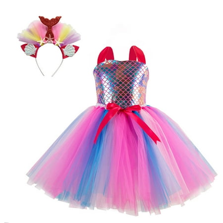 

Leutsin Summer Girls Sling Tie Neck Mermaid Show Dress Skirt + H Band
