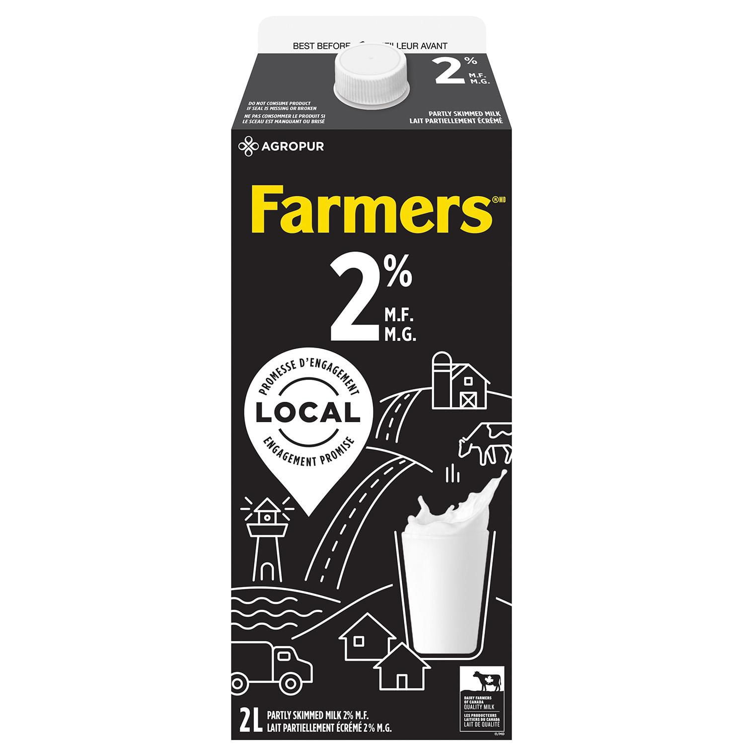 Farmers Partly Skimmed 2% Milk, 2 L