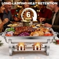 thumbnail image 2 of BAOKALER 4 Pack 9QT Foldable Chafing Dish Buffet Set, Stainless Steel Rectangular Food Warmer, Silver Catering Server for Party Banquet Home Use, 2 of 10