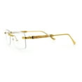thumbnail image 6 of Mens Hustler Rimless Narrow Rectangle Metal Rim Fashion Eyeglasses Gold Beige, 6 of 8