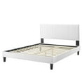 thumbnail image 3 of Platform Bed Frame, Queen Size, Velvet, White, Modern Contemporary Urban Design, Bedroom Master Guest Suite, 3 of 10