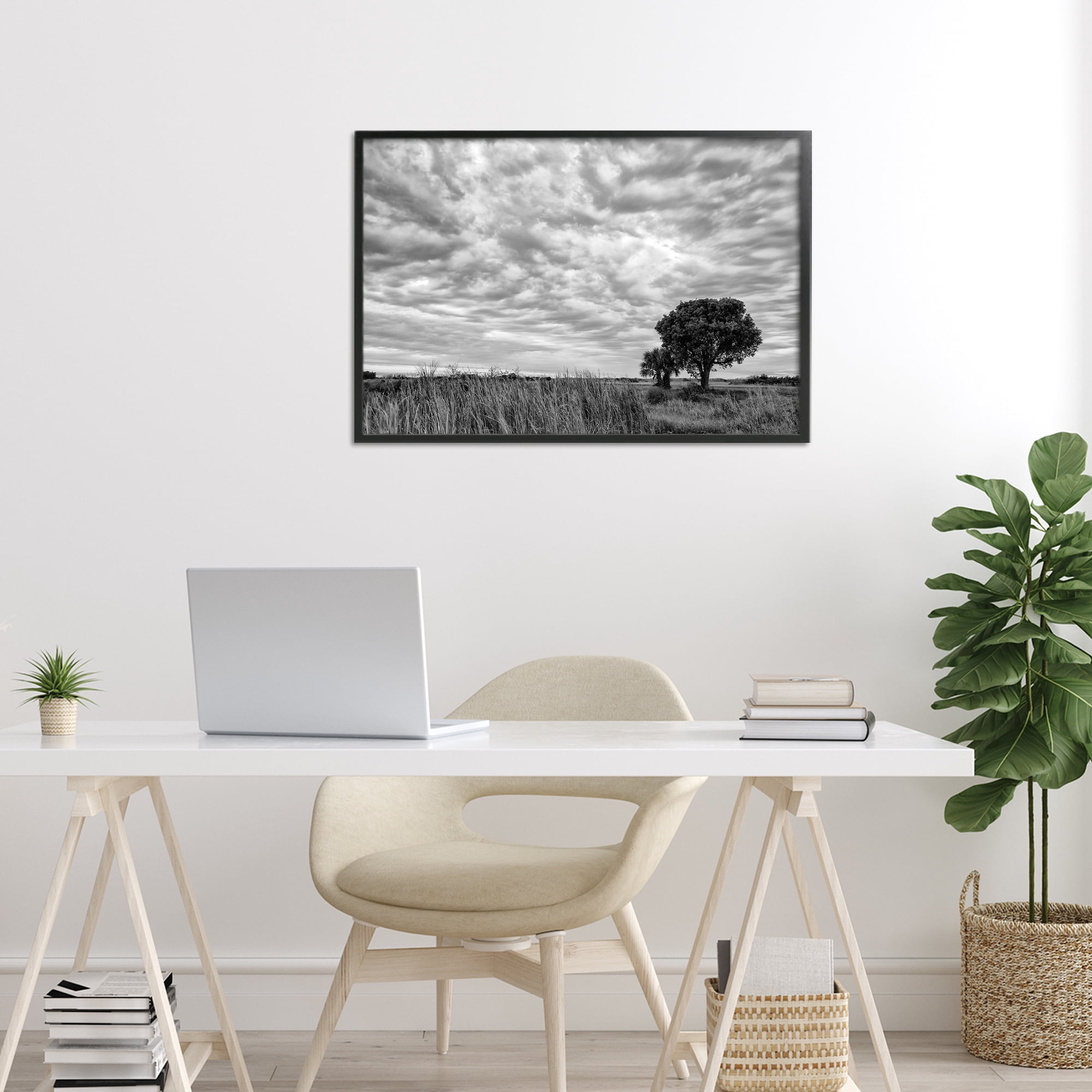 Stupell Industries Solitary Tree Beneath Clouds Black Framed Giclee Art, design by Jon Evan
