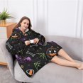 thumbnail image 5 of Oversized Wearable Blanket Hoodie,Halloween Colorful Spooky Elements Sherpa Blanket Hoodie with Super Pockets,Super Warm Fuzzy Pullover for Women & Men, 5 of 6