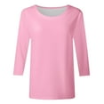 thumbnail image 4 of Women's T-Shirts Tops for Women Trendy A Fashionable and Casual Round Neck Three Quarter Sleeve T Shirt Top for Women, 4 of 4