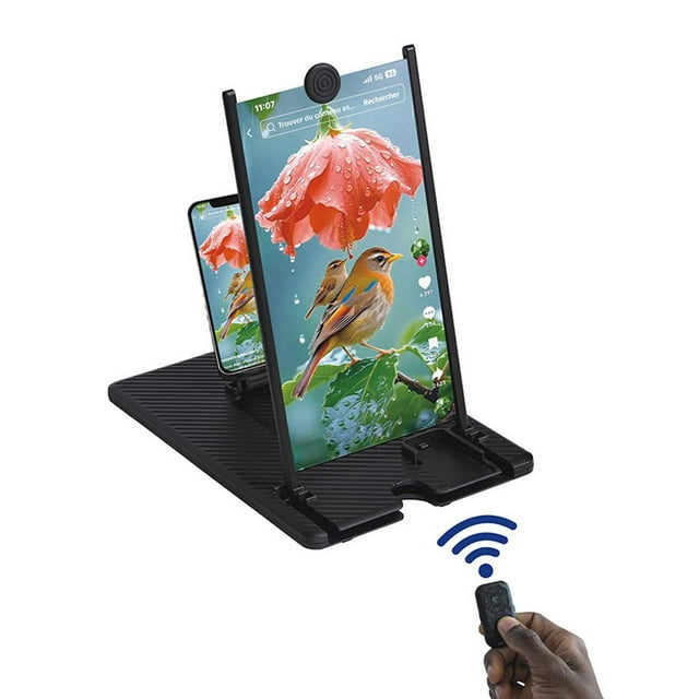 Screen Magnifier New Version,14 Inch Smartphone Screen Magnifier with Remote Control for Movies, Videos, and Gaming,Adjustable 3D HD Foldable Amplifier Phone Stand,Supports All Smartphones