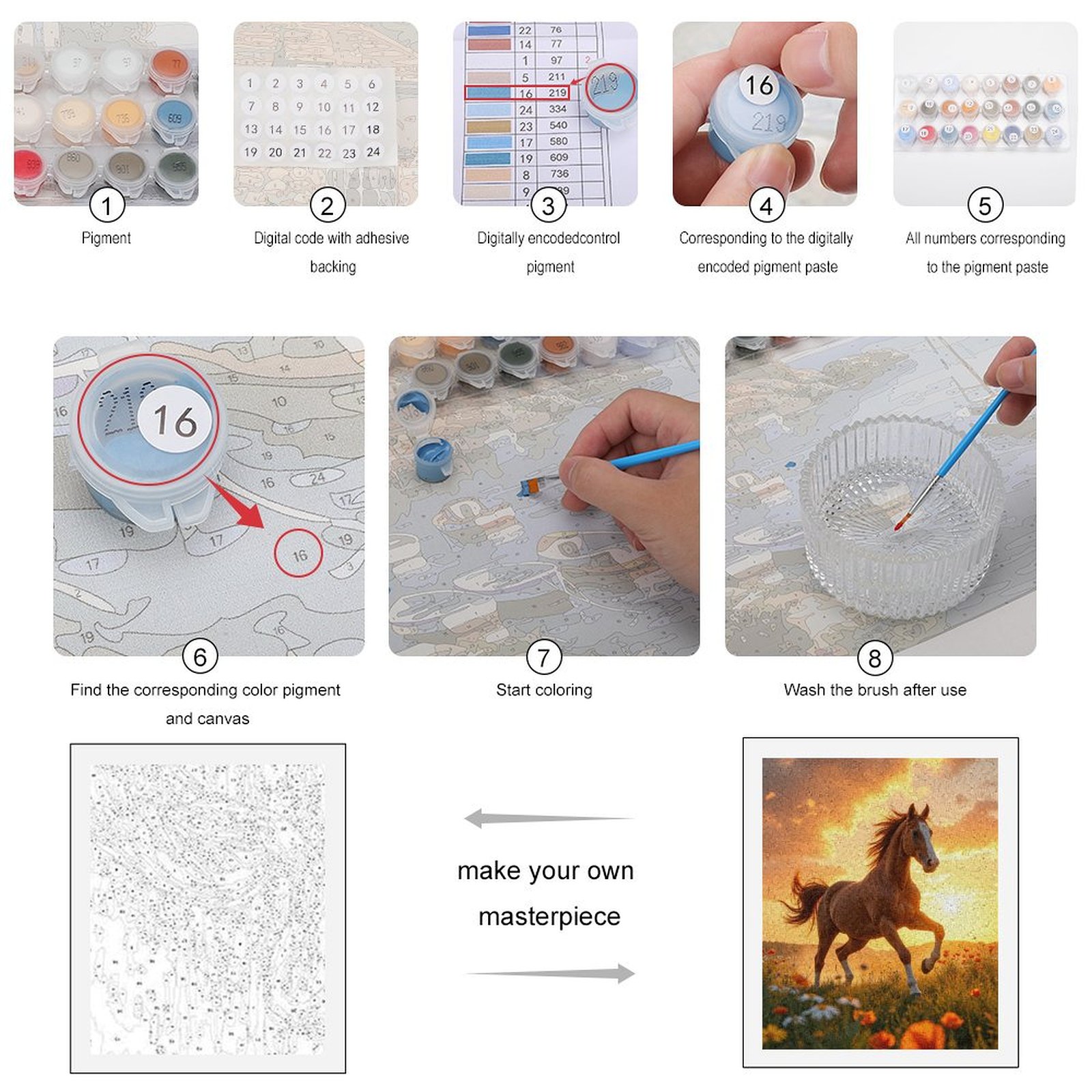 Paint By Numbers Kit for Adults Beginner - Sunset Wild Horse Meadows DIY Canvas Painting Kits for Adults, Frameless Paint By Number for Adults for Home Wall Decor 16x20 Inch