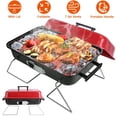thumbnail image 4 of Portable Charcoal Grill with Lid,Folding Cooking Small Table Top BBQ Iron Grill, 4 of 5