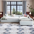 thumbnail image 3 of Harper & Bright Designs Twin Size L Shaped Platform Bed with Trundle, Wood Upholstered Corner Bed Frame with Drawer, Beige, 3 of 10