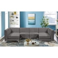 thumbnail image 4 of Meridian Furniture Alina Grey Velvet Modular Sectional, 4 of 13