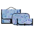 thumbnail image 3 of 3-Piece Travel Toiletry Bag Set, Hanging Wash Bag with Makeup Bag & Brush Case,Waterproof Cosmetic Organizer for Travel, Gym & Home Soft Blue Watercolor Foliage, 3 of 10