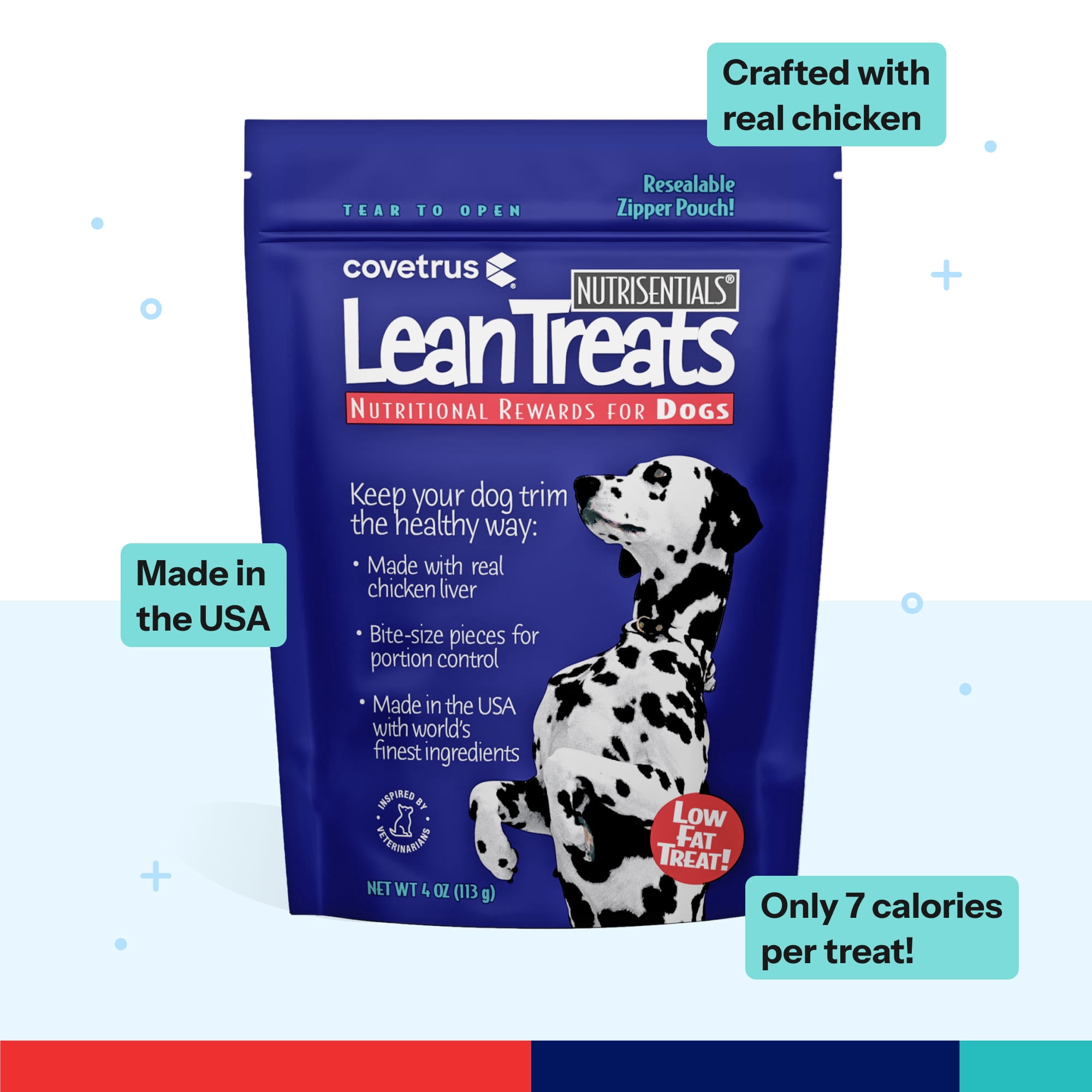 Covetrus Nutrisential Lean Treats for Dogs - Soft Dog Treats for Small & Medium Dogs - Nutritional Low Fat Bite Size K9 Treats - Chicken Flavor - 3 Pack - 4oz