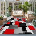 thumbnail image 2 of Area Rugs 5'x7', Red Black Geometric Carpet Runner Indoor Outdoor Rugs Home Decor Aesthetic, Modern Abstract Art Block Non Slip Mats Washable Accent Rug for Living Room Bedroom, 2 of 8
