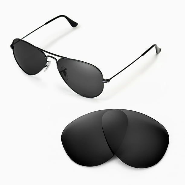 Walleva Walleva Black Polarized Replacement Lenses for RayBan Aviator Large Metal RB3025 55mm
