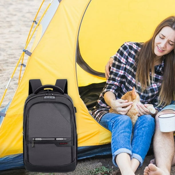 Mochila Escolar de Lino Elegante, Diseño de Alta Capacidad, Correas Ajustables, Puerto de Carga Usb, Espalda Ventilada, Ideal para Viajes Al Aire Libre, Regalo para Estudiantes, 44 X 30 X 18 Cm.