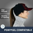thumbnail image 2 of TrailHeads Women's Winter Ponytail Hat | Trucker Hat with drop down ear warmers - red plaid w/logo, 2 of 5