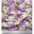 thumbnail image 1 of Soimoi Rayon Fabric Leaves & Lily Floral Printed Fabric 1 Yard 42 Inch Wide, 1 of 3