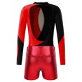 thumbnail image 5 of renvena Kids Girls Long Sleeve Gymnastic Leotard Ballet Dance Bodysuit Top  with Metallic Shorts Dancewear, 5 of 7