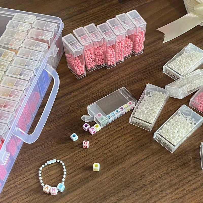 96/120Grid Capacity Bead  Craft Storage Box  96 Individual Compartments - Heavy-Duty Plastic  Lid  Beadwork, Painting, Embroider