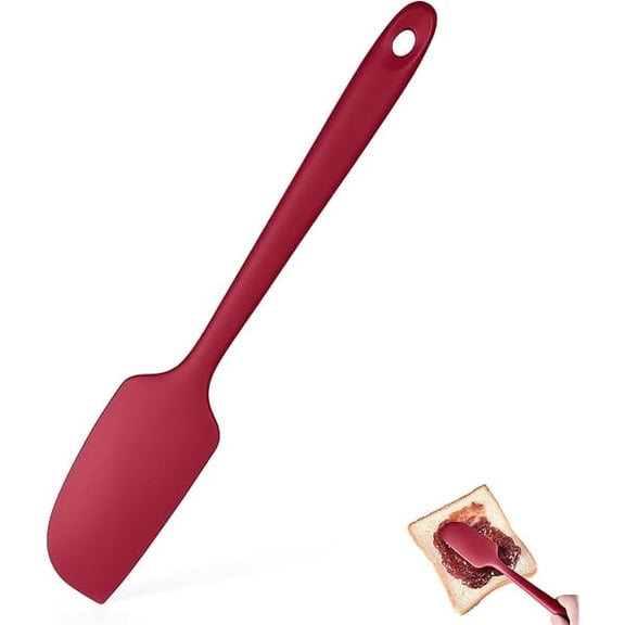 600°F Heat Resistant Small Spatula, Mini Silicone Bowl Scraper Compact Flexible Kitchen Cooking Baking Tool for Scraping Jar Jams Nut Butters & Mixing Stirring Sauce (Red)
