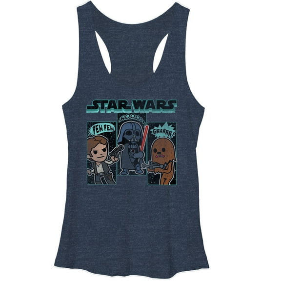 Women's Star Wars Cartoon Sounds  Racerback Tank Top Navy Heather X Large