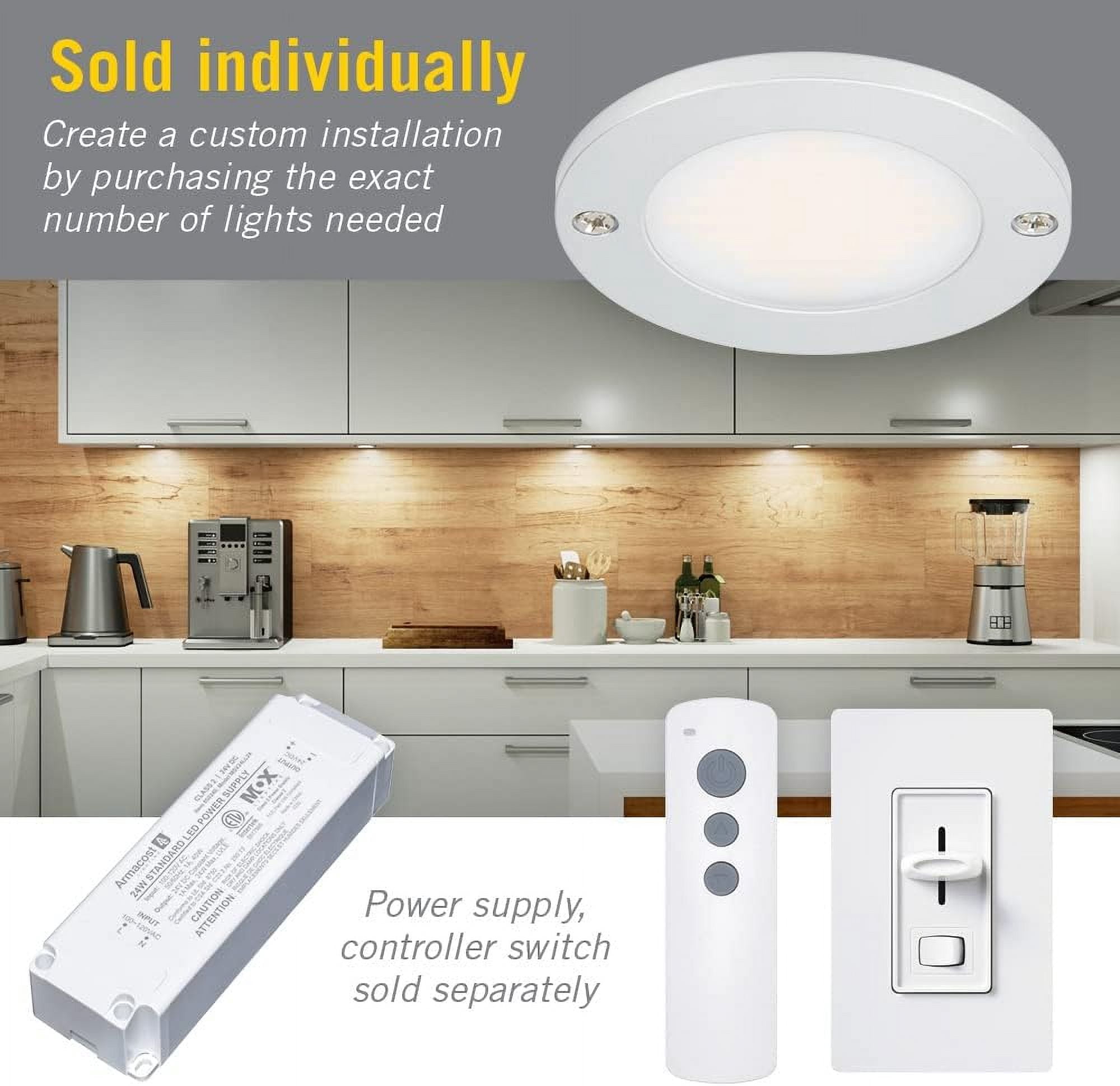 RGHJAR-Disc Low Profile Under Cabinet LED Puck Light, Matte Silver 2700K 212415