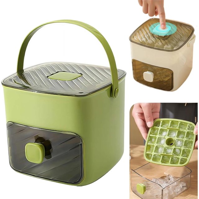 2025 Portable Ice Maker for Freezer with Ice Bin Fast, Compact Countertop Design & Storage Drawer | One-Touch Operation for Home, Office, Household & Outdoor Use Makes 48 Ice Cube (Green)