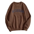 thumbnail image 1 of Gibobby Sudaderas para mujer Sudadera con estampado diario para mujer, suéter largo con estampado de letras y cuello redondo, sudadera de manga larga con estampado de monopatí(Marrón, S), 1 of 5