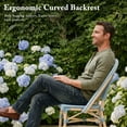 thumbnail image 5 of PURPLE LEAF OUTDOOR 3-Piece French Bistro Dining Set Round Outdoor Patio Table and 2 Armless Chairs Tempered Glass Top PE Rattan Champagne Finish Aluminum Frame Light Blue, 5 of 10