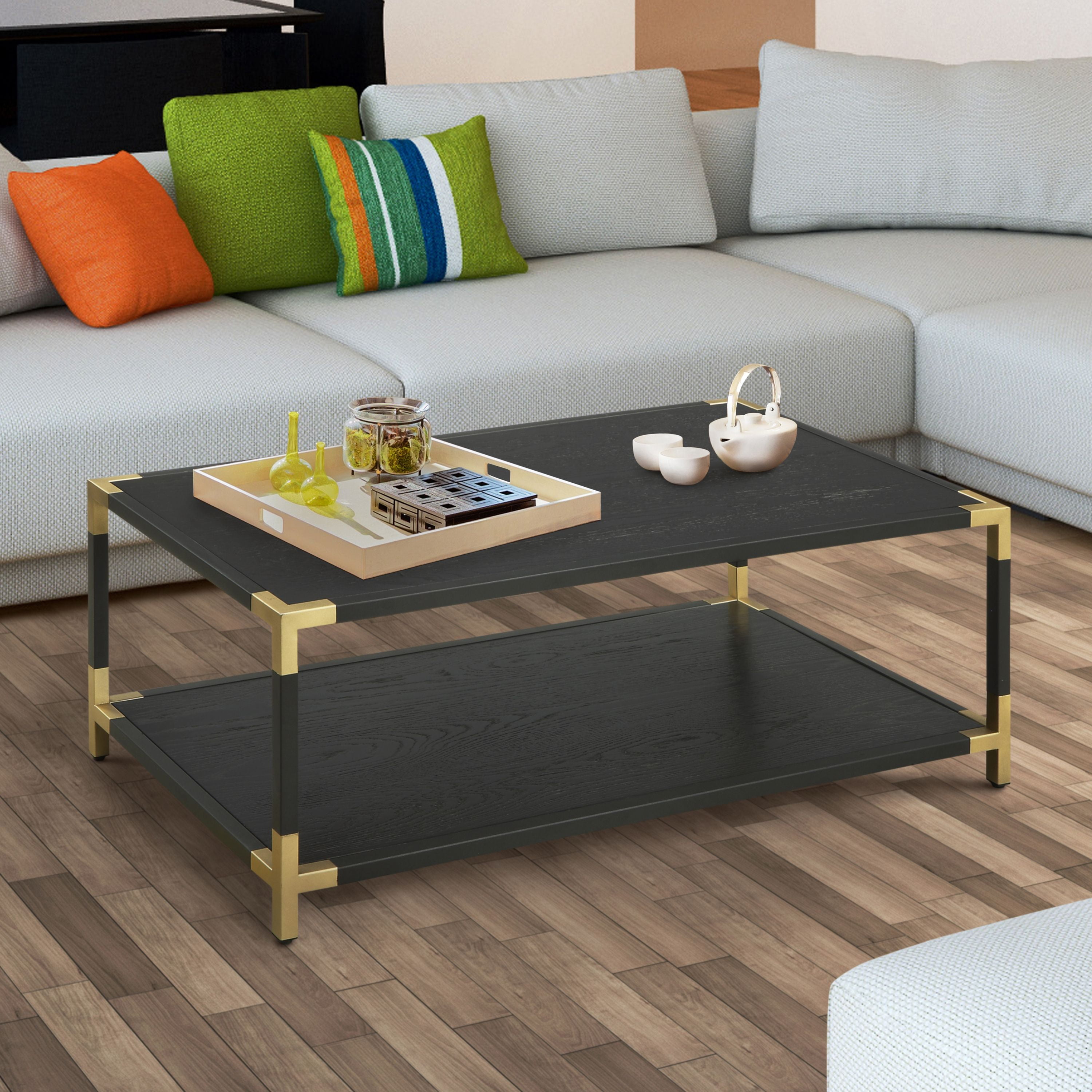Furniture of America Wang Contemporary Coffee Table, Black