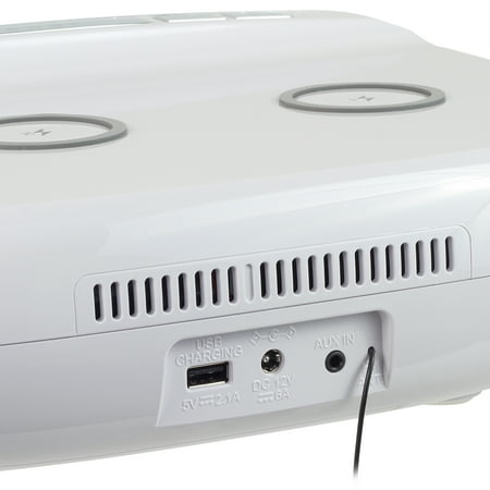Studebaker - Workstation Hi-Fi CD Clock Radio and Wireless Charging Station - White