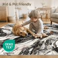 thumbnail image 4 of ODIKA 5'x7' Washable Area Rug Abstract Fluid Motif Contemporary Lines Veined Streaks Swirl Flowing Dynamic for Small Living Room, Bedroom, Easy Care, Non-Shedding, Pet Friendly, 4 of 7