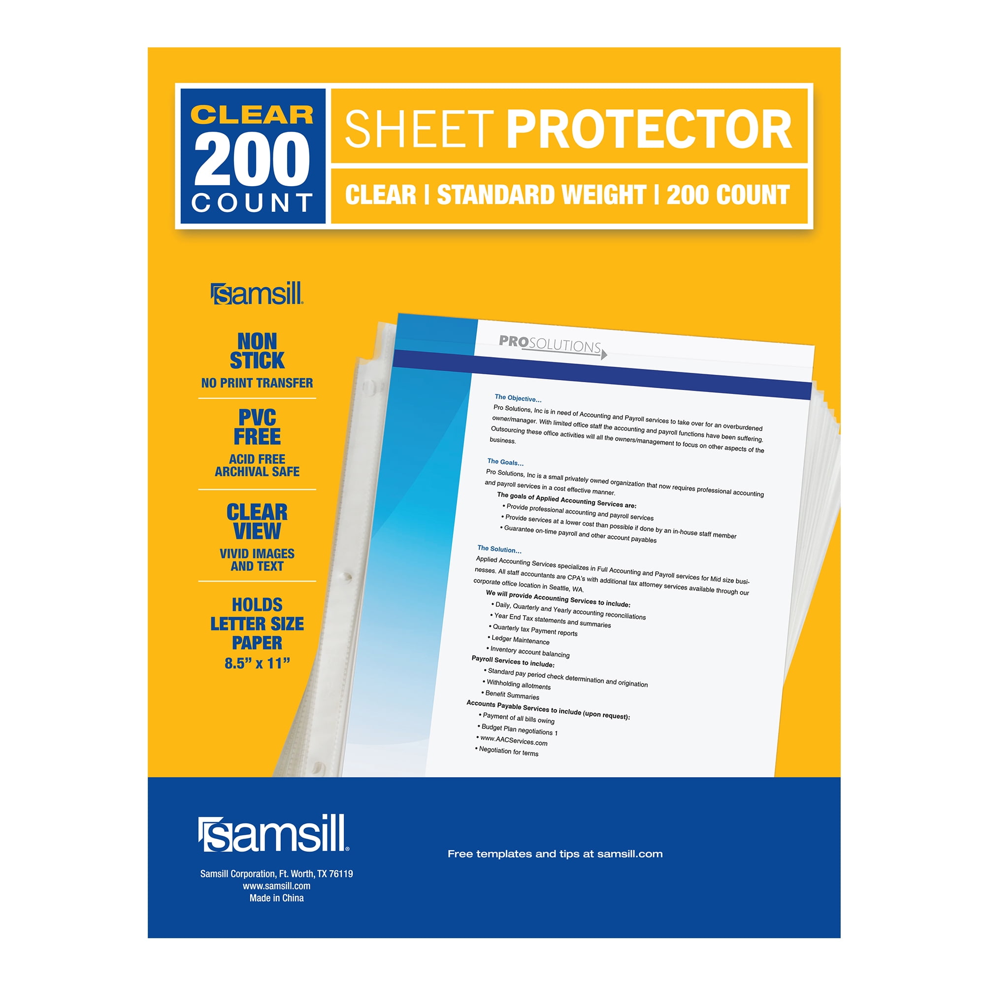 Samsill Economy Clear Sheet Protectors - Letter Size, 200 Pack
