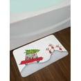 thumbnail image 2 of Christmas Bath Mat, Reigndeer Family Father in Retro Red Car and Tree Kids Doodle Drawing Artwork, Non-Slip Plush Mat Bathroom Kitchen Laundry Room Decor, 29.5 X 17.5 Inches, Gray White, Ambesonne, 2 of 2