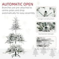 thumbnail image 3 of Demi Bonn 7ft Tall Prelit Artificial Christmas Tree with Warm White LED Light and Snow Flocked Branches, Metal Stand for Home Decor & Festive Events, Green, 3 of 7