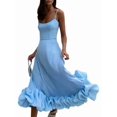 thumbnail image 2 of Womens Fashion Spaghetti Strap Flowy A-Line Dress with 3D Floral Appliques Party Maxi Gown XL, 2 of 7