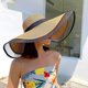 thumbnail image 4 of Sombrero de paja de malla negra para mujer, cubierta de protección solar para vacaciones en la playa, plegable, Verano, 4 of 4