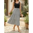 thumbnail image 4 of DARING DIVA Women's Gingham Drawstring Waist A-Line Midi Skirt Large Black, 4 of 8