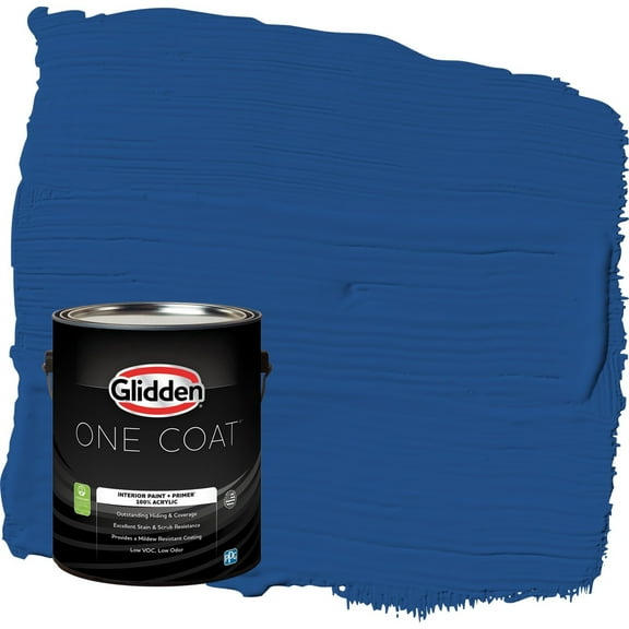 Glidden One Coat Brilliant Blue / Blue Eggshell Interior Paint with Primer, 1 Gallon