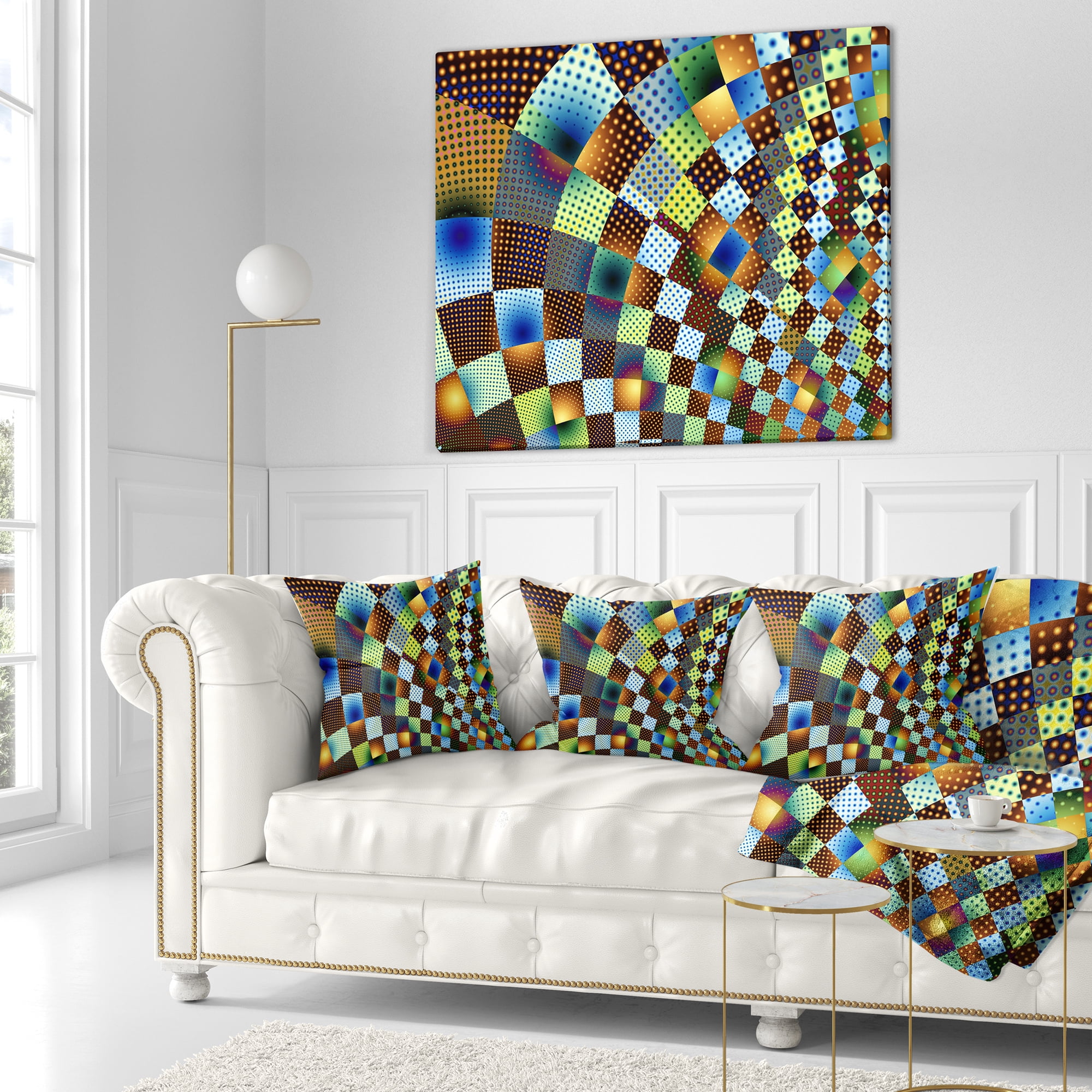 Designart Fractal Geometric Ornament Design - Contemporary Throw Pillow - 16x16