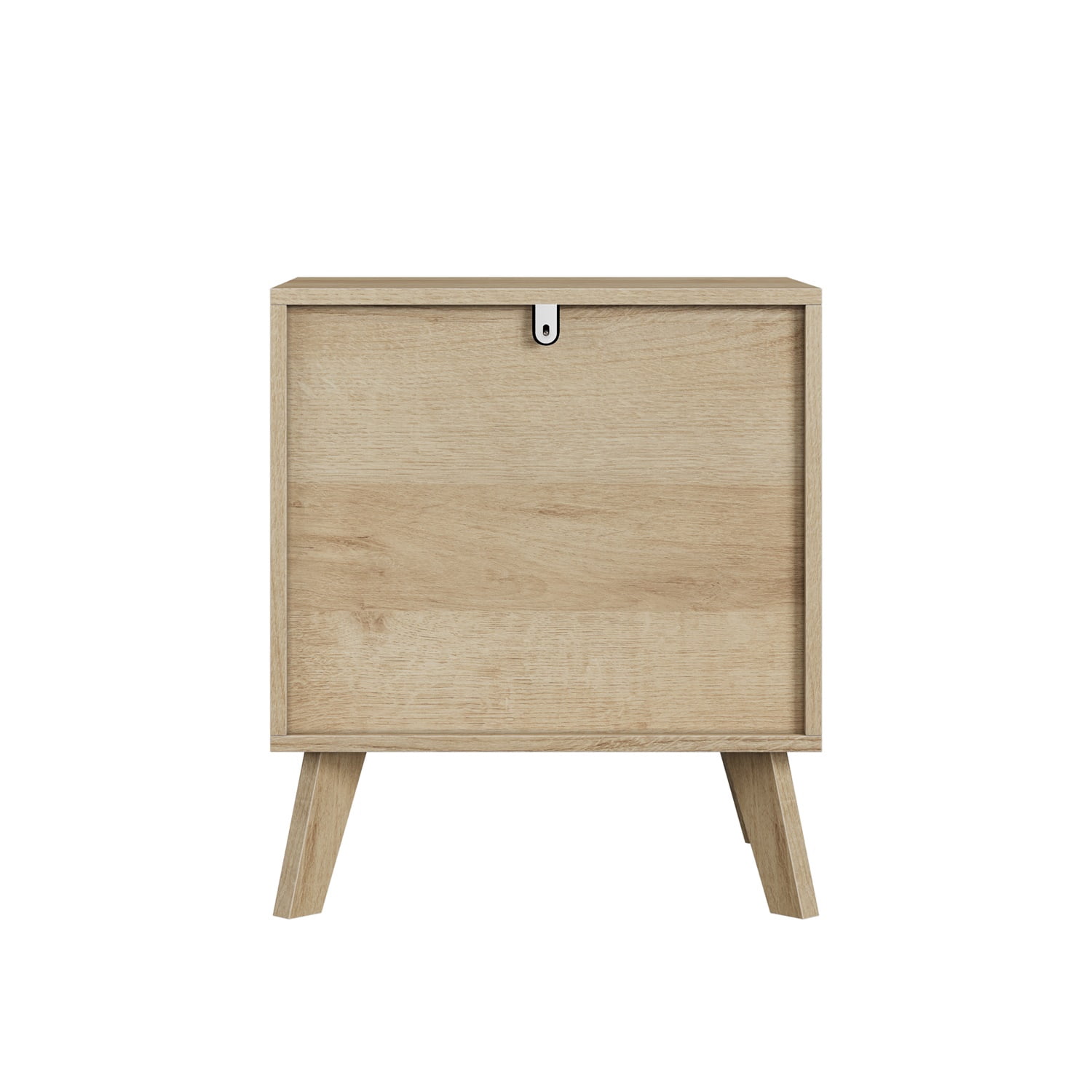 Hommoo Double Drawer Bedside Table, Modern Minimalist Nightstand with Metal Handles, Pine Wood Legs & Anti-Tip Safety Feature, Oak
