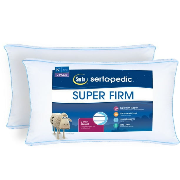 Sertapedic Super Firm Bed Pillow 2 Pack King Com Sertapedic Super Firm Bed Pillow 2, Extra Long Pillows For Super King Bed