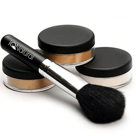 - iQ Natural Loose Mineral Foundation Makeup Kit - 4 Piece Full Size Set (MED)