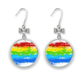 thumbnail image 1 of Stippling Rainbow LGBT Bow Earrings Drop Stud Pierced Hook, 1 of 3