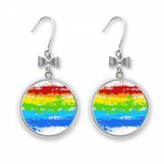 Stippling Rainbow LGBT Bow Earrings Drop Stud Pierced Hook
