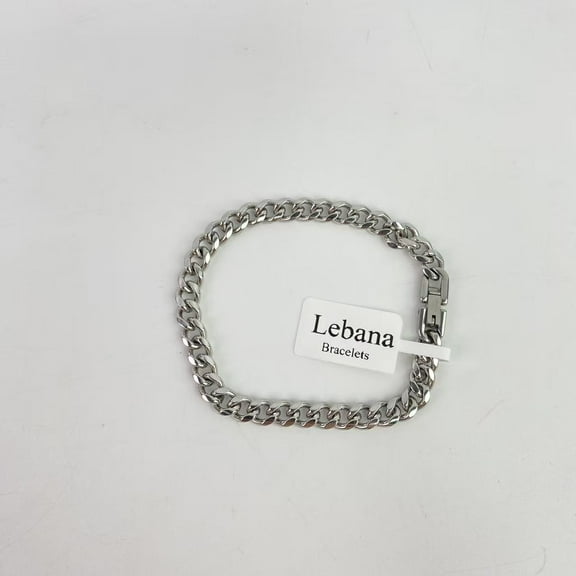 Lebana Bracelets,Cuban Link Chain Bracelet- Sturdy Stainless Steel Curb Width Cuban Link Chain Bracelet Set for Men Dad Boyfriend Husband,7.4 Inches